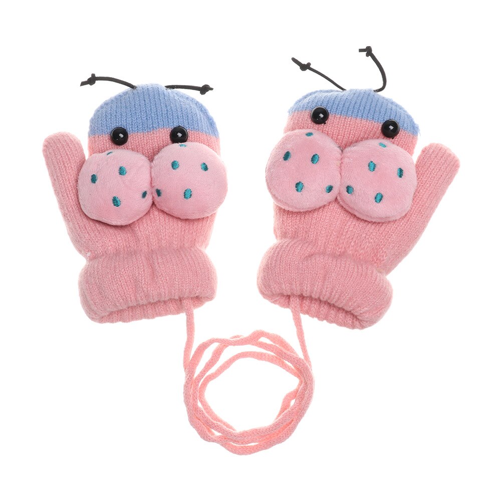 Del bambino Delle Ragazze Dei Ragazzi di Inverno Lavorato A Maglia Guanti bambino Del bambino Dei Bambini Caldo Corda dito Completa guanti Del Fumetto Dei Bambini Più di Velluto di Spessore Guanto