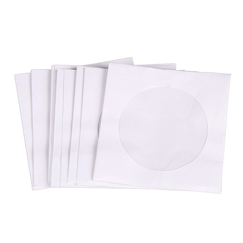 Lote de 95 unidades de Mini bolsa protectora para CD, bolsa de papel blanca organizadora, Mini bolsa protectora para discos de CD y DVD, funda protectora para sobres con solapa