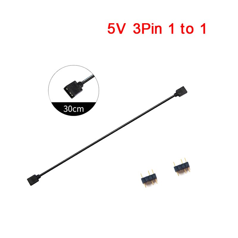 ARGB 5V 3Pin Extension Cable Adapter 30cm 1 to 1 2 3 4 5 12v 4pin RGB splitter cable for MSI A SUS ASRock AURA LED: 5V 3pin 1 to 1