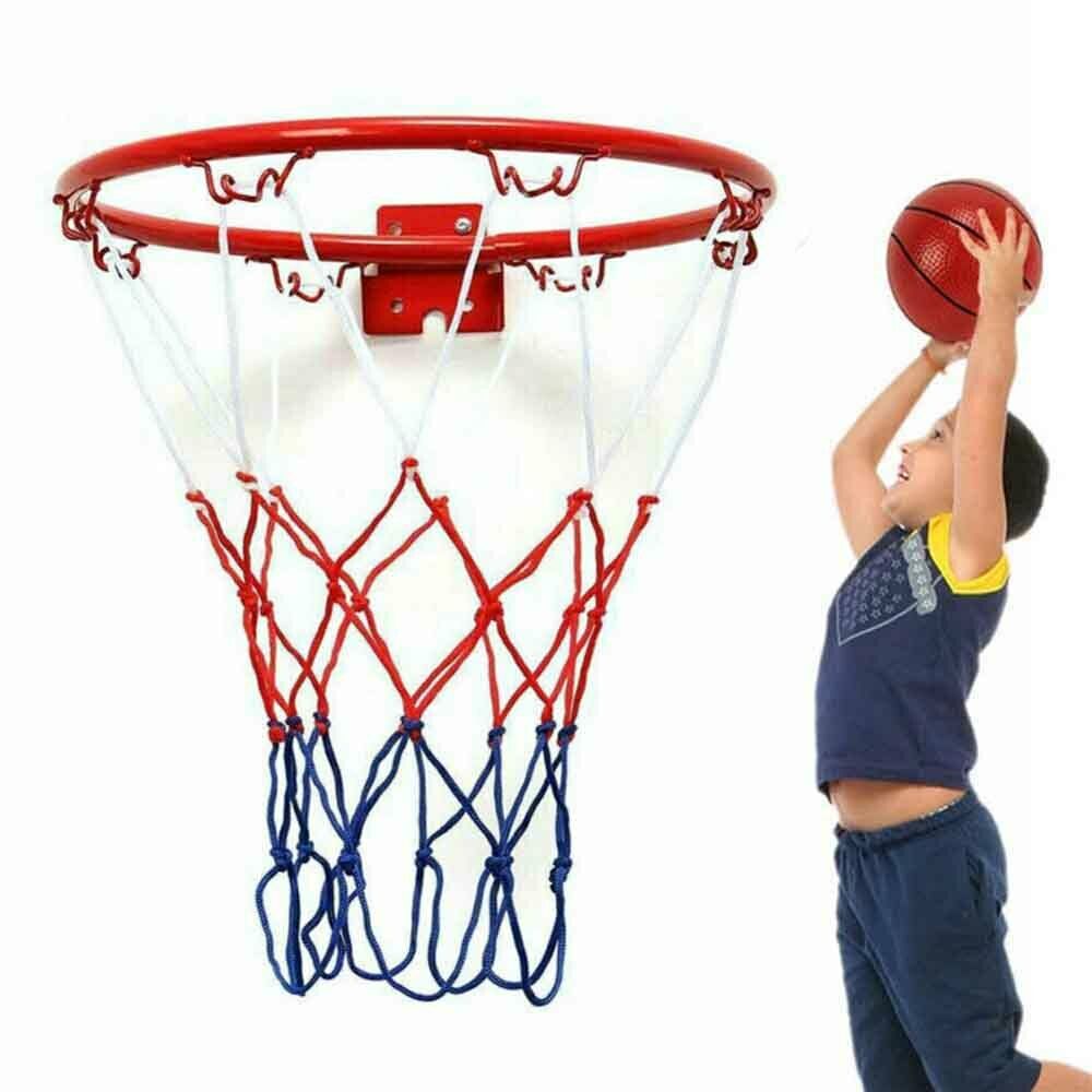 Kinderen Kids 32Cm Rvs Basketbal Ring Hoop Net Met Schroeven Gemonteerd Doel Hoepel Velg Netto Sport Netting Indoor outdoor