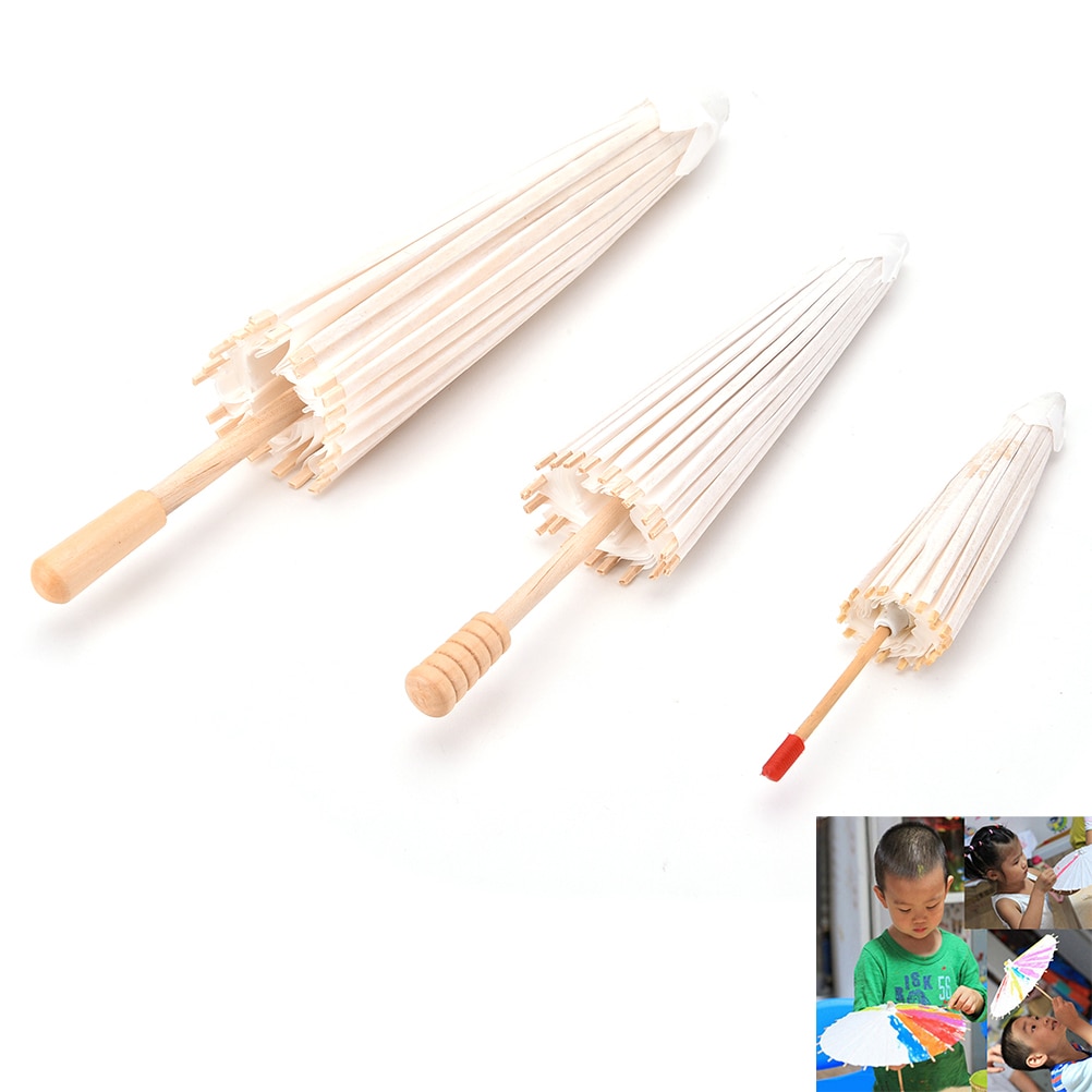 3 størrelse kinesisk papir paraply kinesisk traditionel hvid blank parasol kid maleri tegning diy håndværk jul bryllup dekor