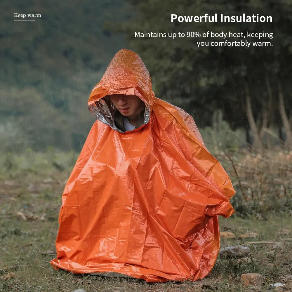Poncho impermeable de emergencia, ropa impermeable, manta, equipo de supervivencia para acampar, ropa impermeable con aislamiento frío, equipo de Camping
