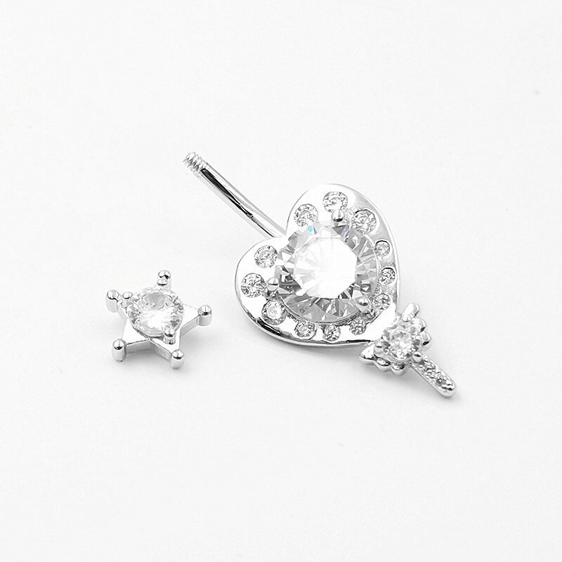 Hellolook pentagramm-liebesherz-bauchnabelpiercing , 925 bauchnabelpiercings aus sterlingsilber mit zirkonia, hochzeitsschmuck
