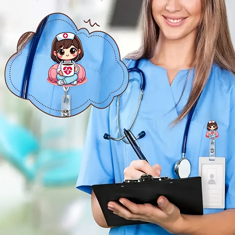 Akrylklämma för sjuksköterskor med expanderbart id-klämma - sjuksköterska, för omvårdnad, läkare, legitimerade sjuksköterskor, praktiserande sjuksköterskor