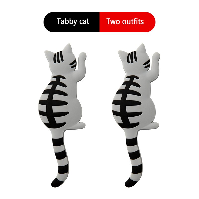 2 stuks haaksleutel wandhaak butler decoratie op keukenmuur sleutelhanger muur naadloze spijkervrije geperforeerde hanger keuken sticker haak: Tabby kat