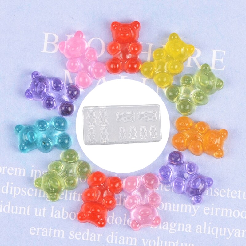 5Pc Handgemaakte Schattige Beer Nail Art Silicone Mini Gummy Bear Mold Bear Nail Art Resin Casting Mould Template Hars art Craft