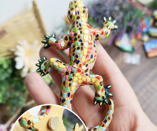 Håndlavet malet spansk mosaik gecko firben 3d køleskabsmagneter turisme souvenirs køleskab magnetiske klistermærker