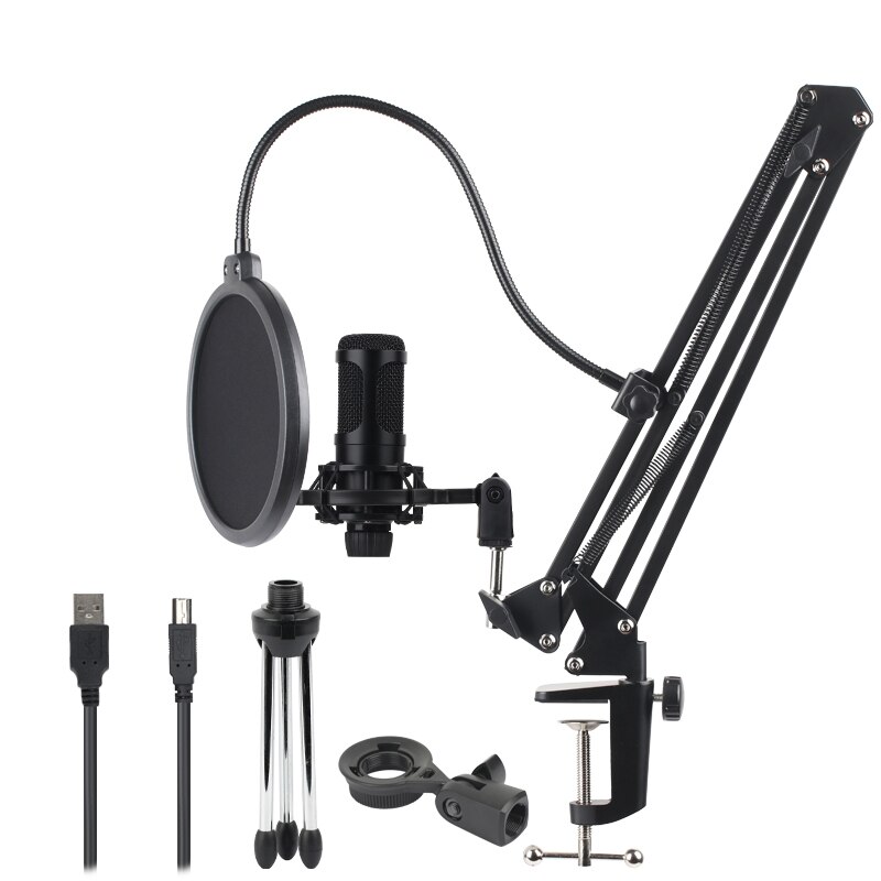 Condenser Microphone USB Microphone Karaoke Recording with Cantilever Bracket Tripod Plug and Play for Laptop Desktop PC: Default Title