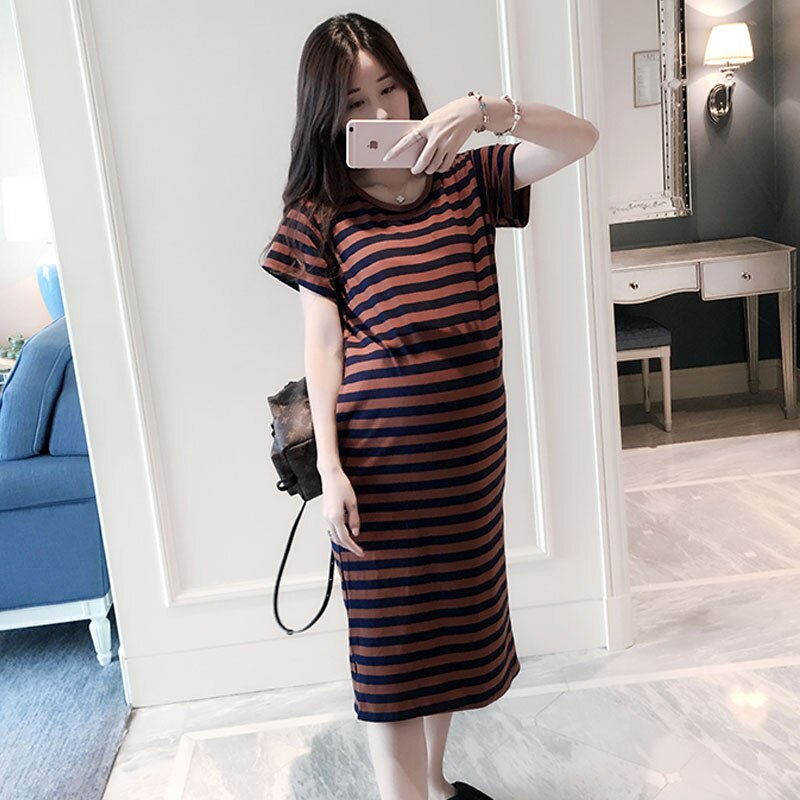 Summer Maternity Dresses For Pregnant Women Clothes Casual Striped Short Sleeve Pregnancy Dress Maternity Clothing Vestidos