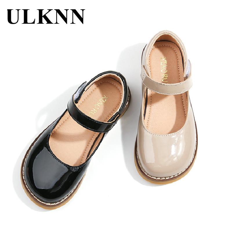 Girls Shoes Kids Fall Kid's Round Head Shoes Infant Shiny Children Princess Girl Students Soft Bottom Shoes Leather