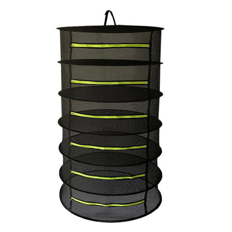 Malla de secado de hierbas para colgar bolsas de secador de pesca plegable, rejilla de redes para plantas, cremallera para hierbas, granos, seco, 2/4/6 capas: 6 floors green