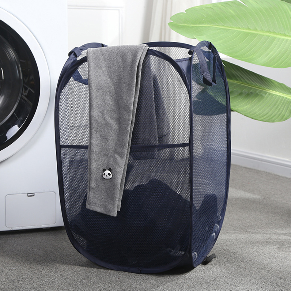 Large Pop-Up Laundry Hamper Collapsible Laundry Baskets With Durable Handles/Side Pocket for Dorm Bedroom Bathroom Laundry Room