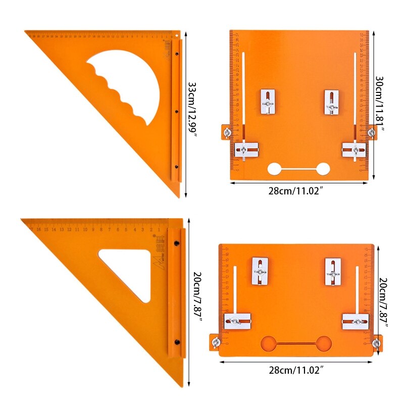 Portable Triangle Ruler High Precision Angle Ruler with Bottom Board Carpenter