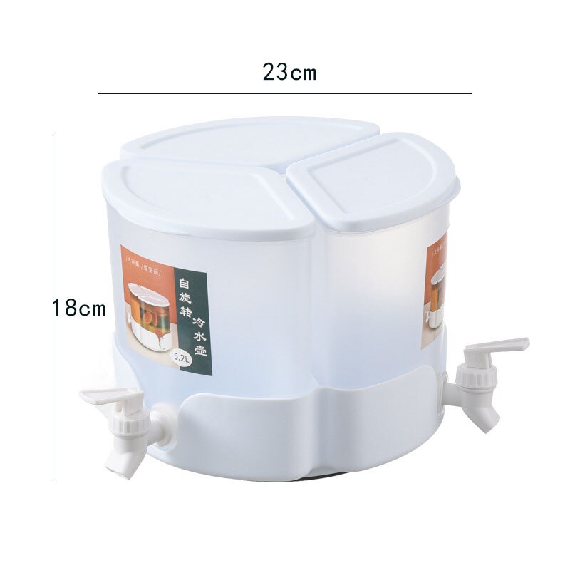 Rotating Jug Refrigerator Refrigerated Juice Jar With Faucet Cold Water Pitcher Large Capacity 5.2L Home Cold Water Bucket Jugs: Default Title