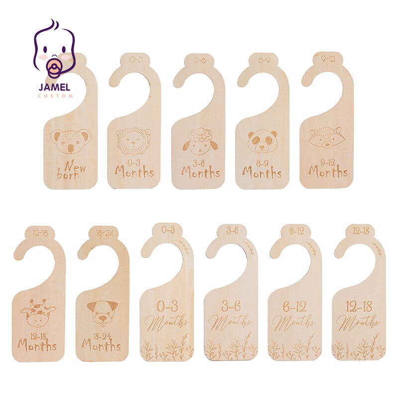 11Pc Baby Closet Dividers Wardrobe Labels Milestone For Infant Clothing Baby Shower Wooden Nursery Decor Signs Organization