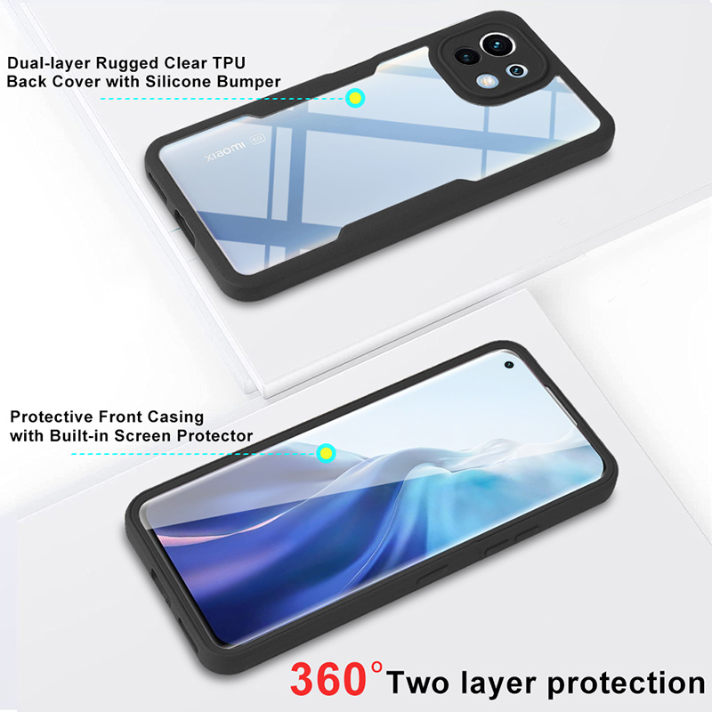 360 ° Coque de Protection antichoc pour Xiaomi 11 Pro 11 Lite Mi 11T Pro 11X 11I, Coque arrière transparente en Silicone souple Double face