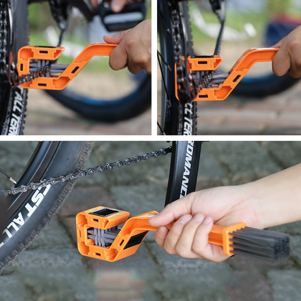 Fiets Ketting Cleaner Motorfiets Racefiets Ketting Reinigingsborstel Dubbelkop Fiets Ketting Wasmachine Cleaner Gear Ketting Detaillering Borstel