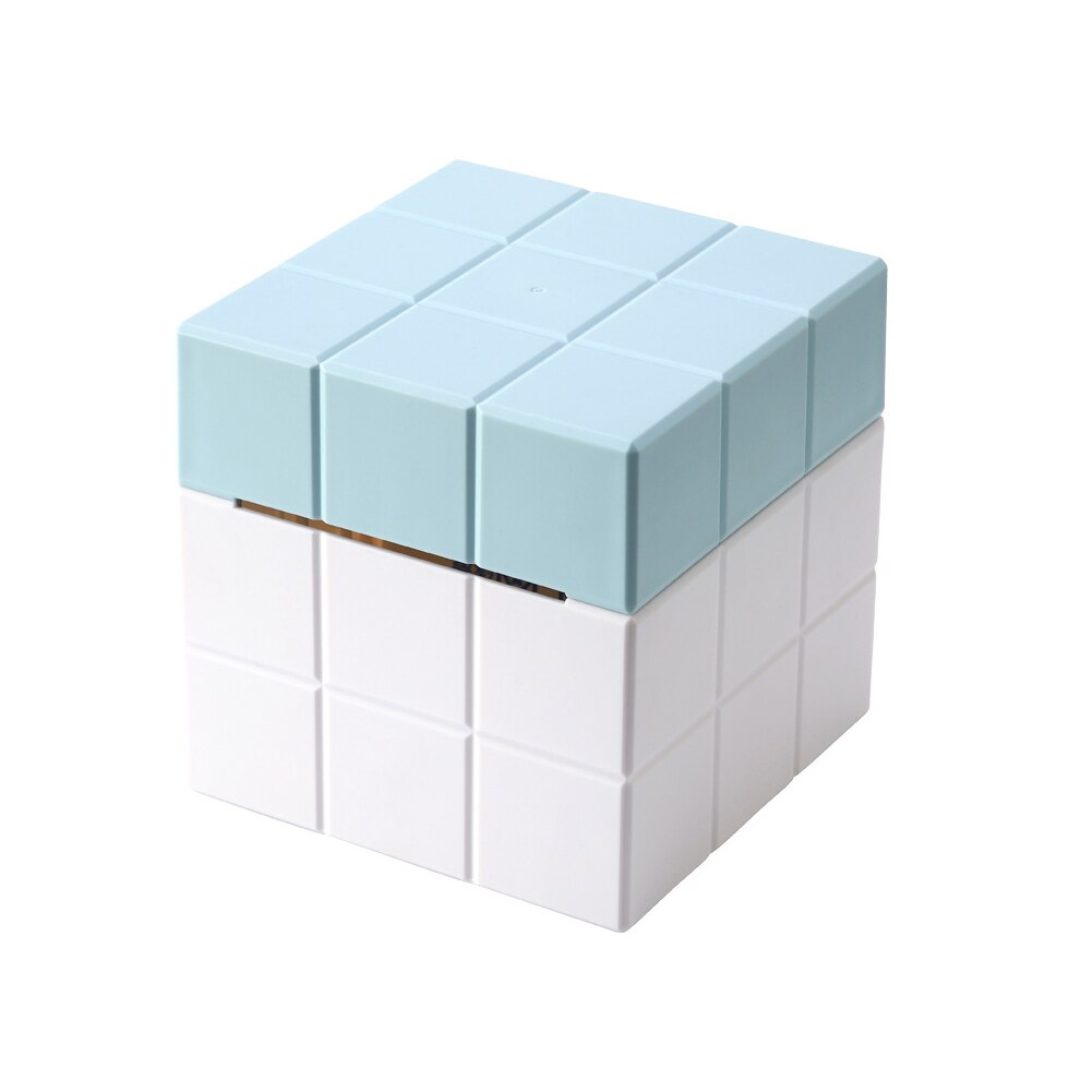 Caja de pañuelos cubo mágico tallado hueco extraíble estable fijo Portable papel higiénico titular caja de almacenamiento de papel tisú: Azul