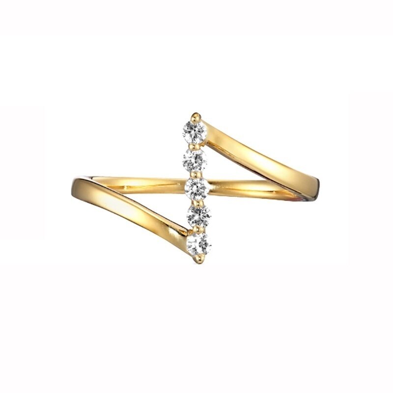Lækker 5 cz krystalring geometrisk belagt, guld eller rosa guld plade sarte stabelbare ringe dejlige til hende