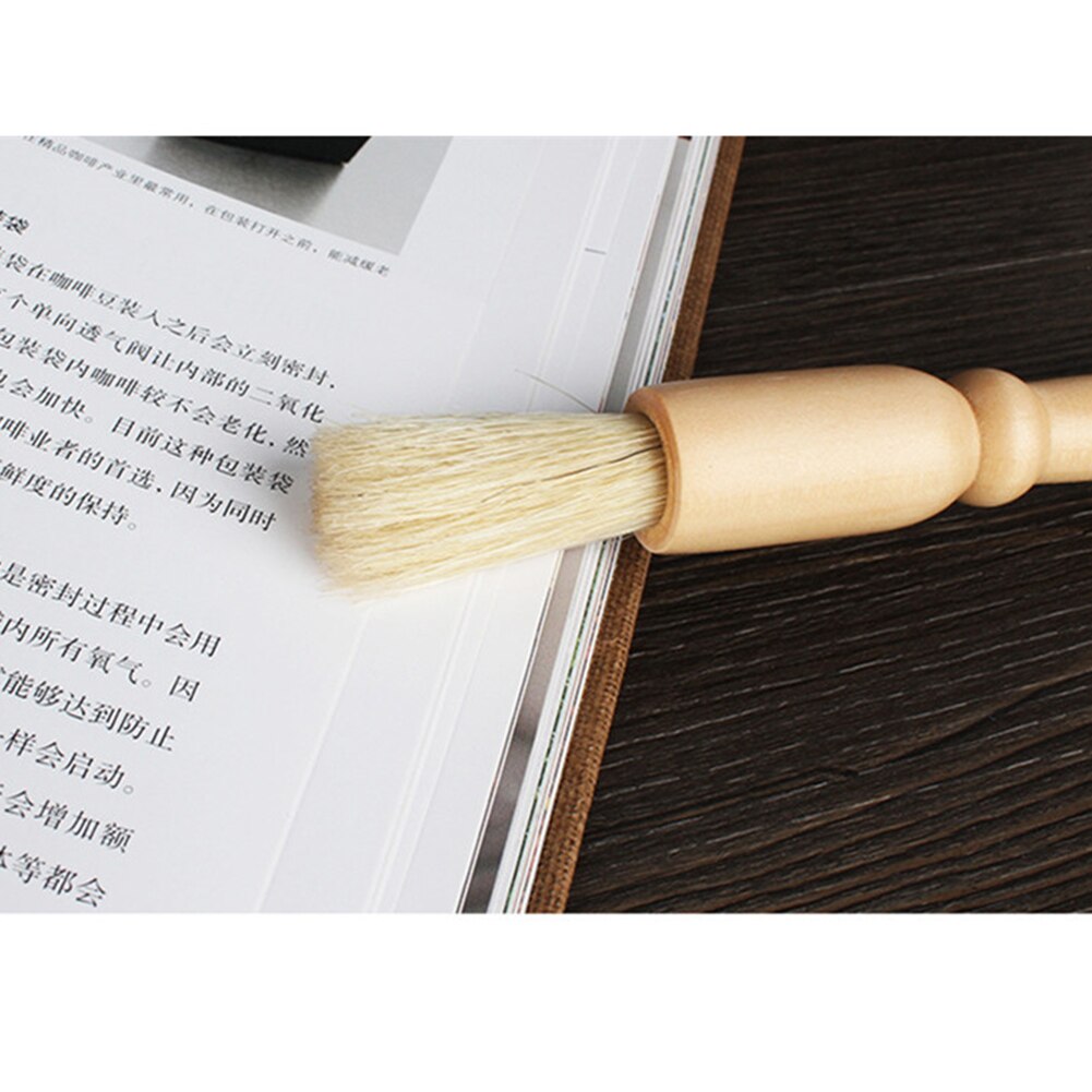 1Pcs Natuurlijke Haren Koffie Borstel Koffiemolen Machine Borstel Houten Handvat Hout Afstoffen Borstel Koffie Clean Tool