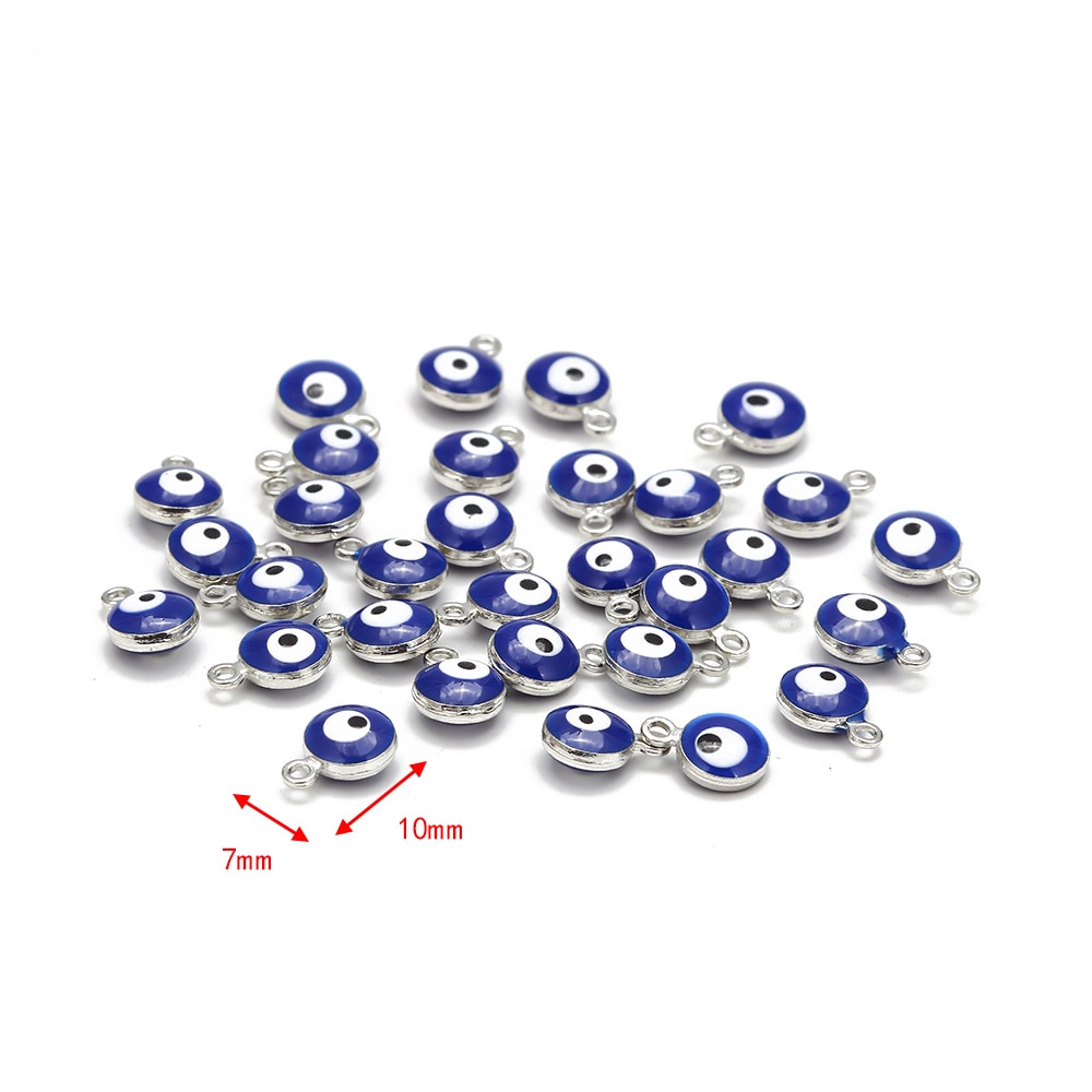 30pcs/lot LUCKY EYE turkey evil eye gold /silver Color tone charms connectors beads for diy bracelet bangle jewelry accessories