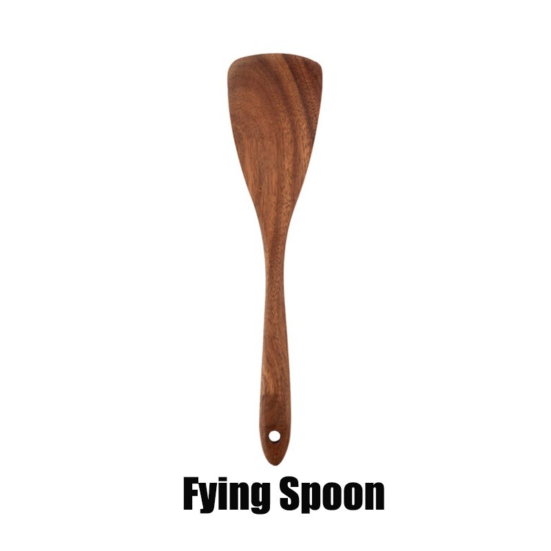 7 Uds. De cucharas de madera para cocinar juego de utensilios de cocina Cocina de madera conjunto de accesorios para cocina espátula de madera herramientas de cocina vajilla: Fying Spoon