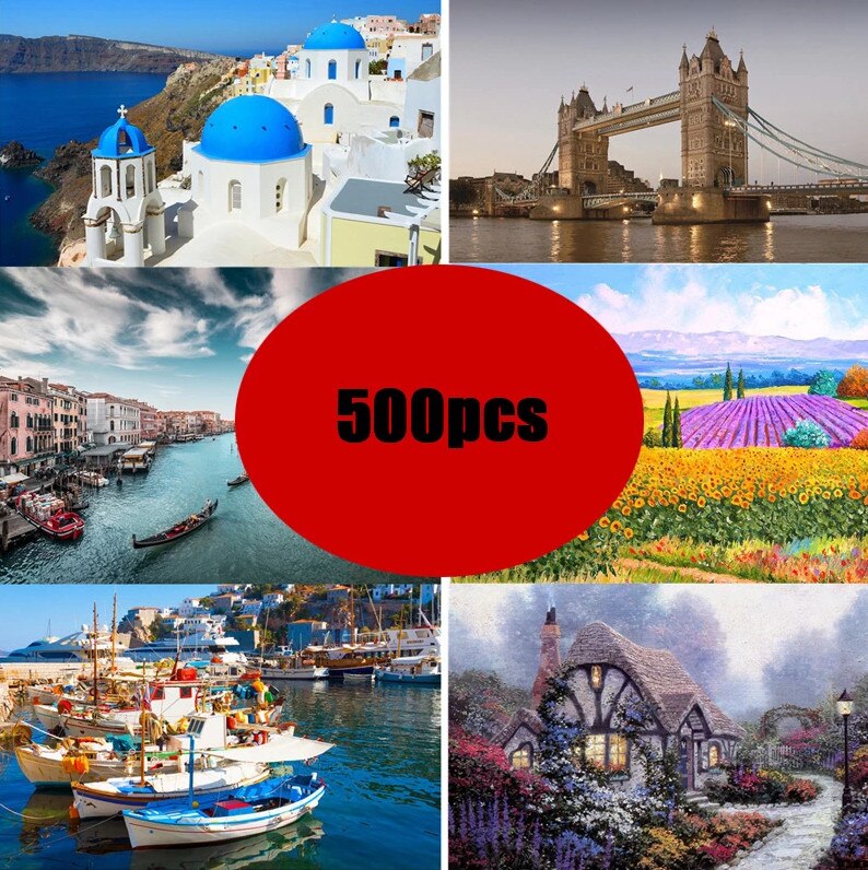 500 Pieces Jigsaw Puzzle Set Various Landscape Patterns Jigsaw Puzzle Educational Toy For Kids Children 's Games Xmas