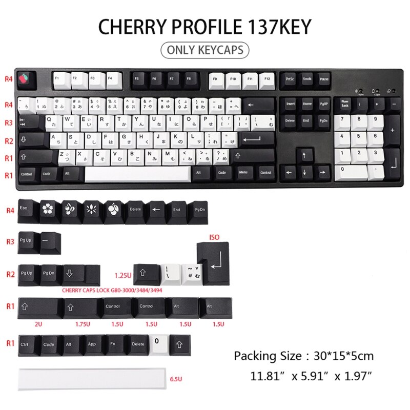 137 Key Japanese PBT Keycap Cherry Profile Dye Sub Key caps for Mx Switches Gk61 64 68 96 108 Corsair Strafe K65 K70 G710