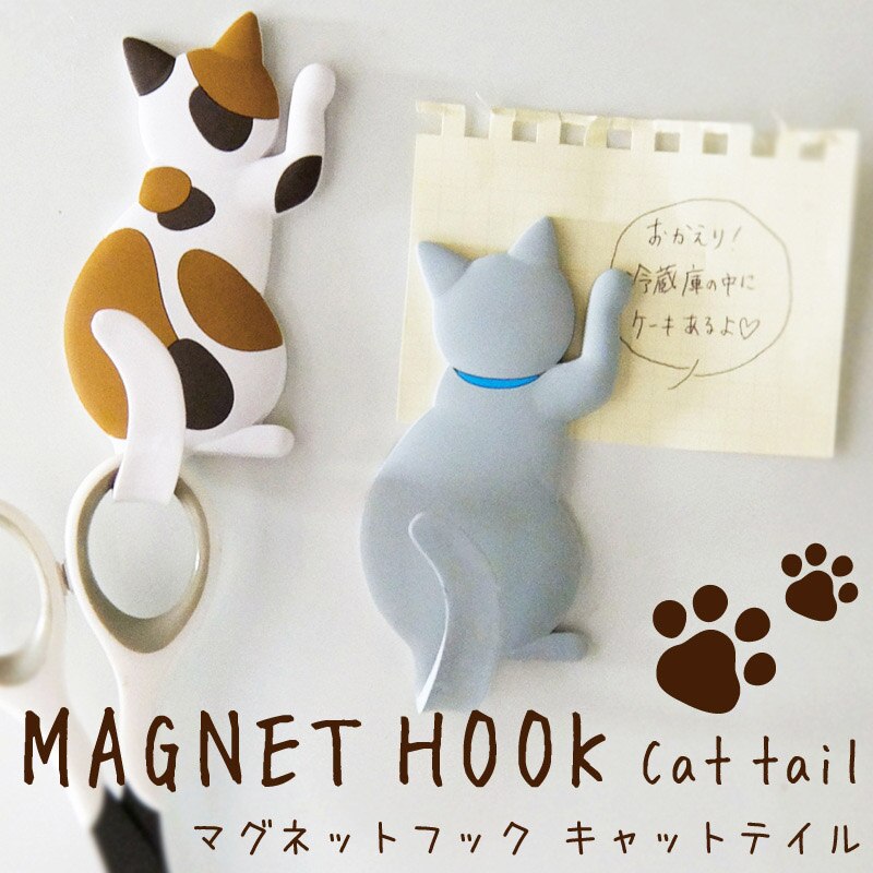 Gancho de pared magnética con forma de gato para llaves, gancho colgante para nevera, decoración de puerta, GHS99