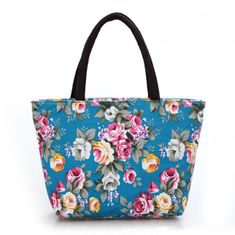 Mini sac à main étanche pour femmes, Portable, imprimé fleur, à épaule, sacs de voyage, de Shopping, de plage, momie,: Bleu