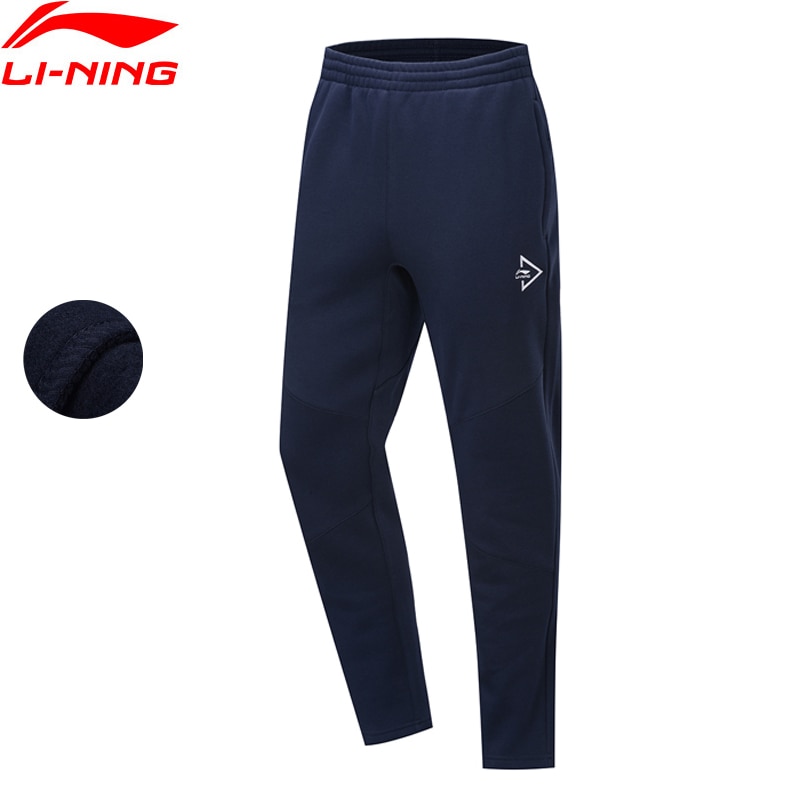 Li-Ning Men's Sports Pants - Fleece Lined, Regular Fit, Flexible - Polyester Cotton Blend