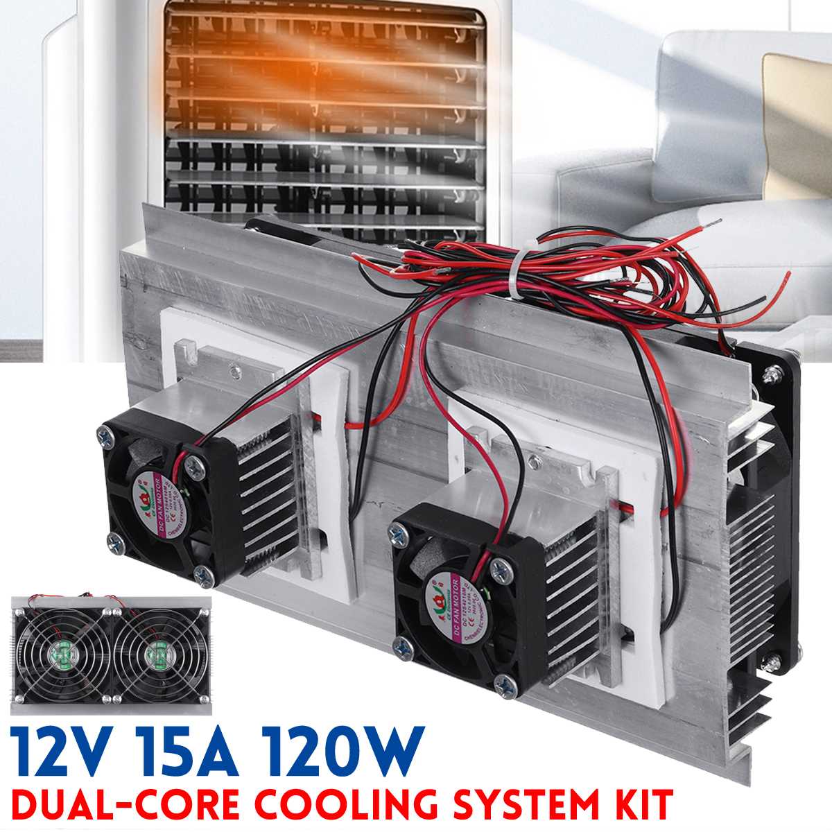 1Pcs Thermoelectric Peltier Refrigeration Cooler DC12V Semiconductor Air Conditioner Dual Fan Cooling System Accessories DIY Kit