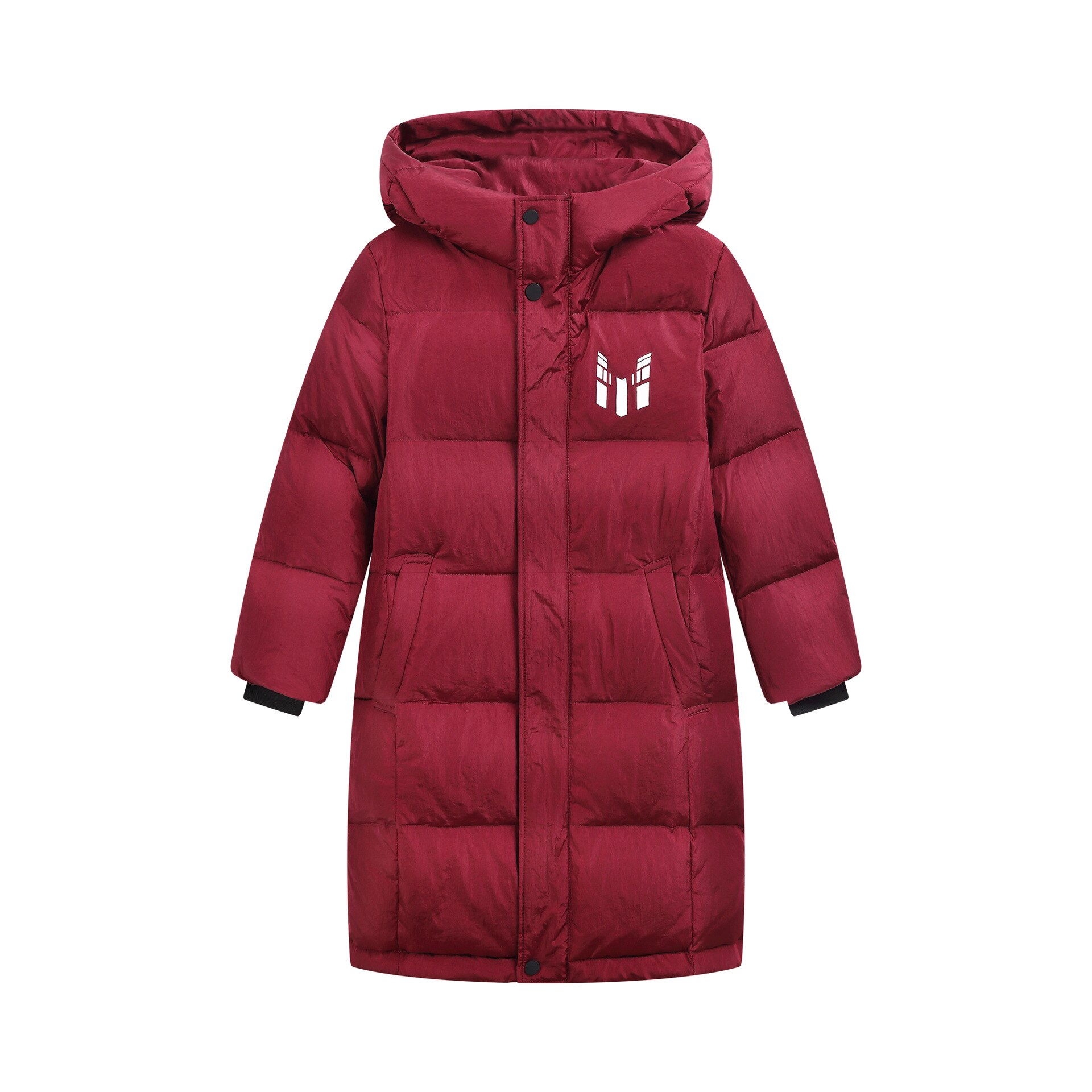 Barn luva dunjacka enfärgad pojkar vinter svart varm lång kappa tjejer röd tjock dunjacka vinterjacka för barn: Brun / 150cm