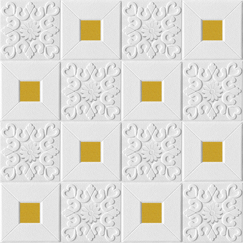 3D Wall Sticker Stereo Ceiling Panel Roof Decor Foam Wallpaper Self-adhesive Waterproof DIY Living Room Decoration TV Background: 07 / 4pcsX70X70cm