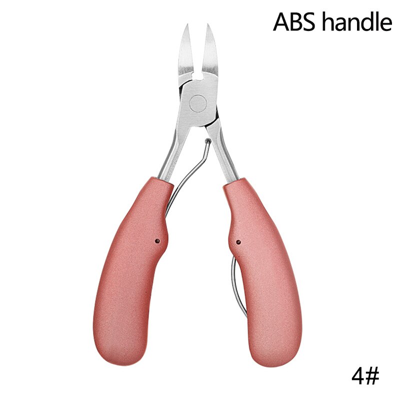 Pinzas para cortar las uñas de los dedos, fórceps para cortar las cutículas, instrumentos de cuidado de los pies para manicura y pedicura: Pink ABS handle