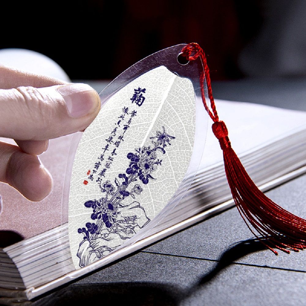 1PC Chinese Style Retro Leaf Vein Bookmark Mini Label Book Indexes Office Student Stationery Reading Bookmark: style9