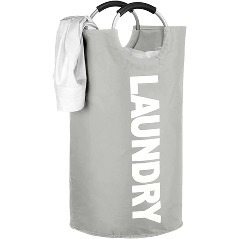 Grote Wasmand 115l Opvouwbare Waszak Met Comfortabele Handgreep Opvouwbare Wasmand Vuile Kleding Opbergbak: L / Light Grey