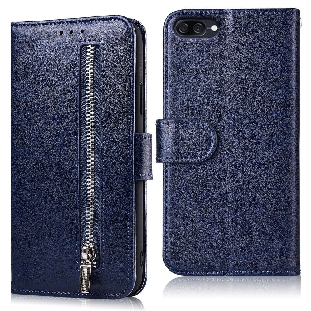 For ASUS ZenFone 4 Max ZC520KL Fundas Zipper Flip Wallet Leather Case TPU Soft Cover: 61Zipper-Blue