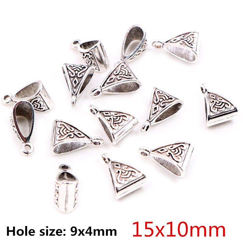 20pcs/lot DIY Handmade Beads Bails Pendants Jewelry Making DIY Necklace Antique Silver Color Bails Pendant Charm Beads Bails: P3-13