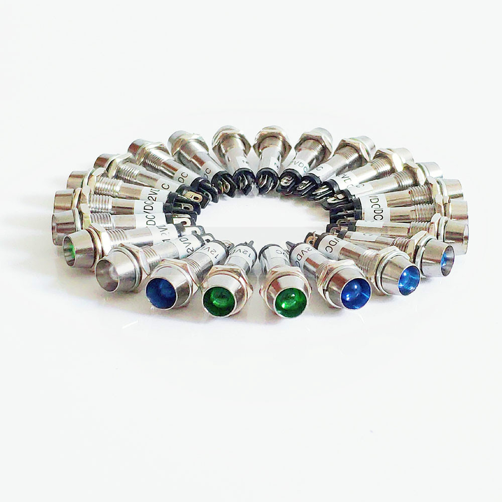 LED 8mm Metal Indicator lights waterproof Signal lamp without wire and LED light Signal Convex lamp XD8-1 5 colors 12V 24V 220V