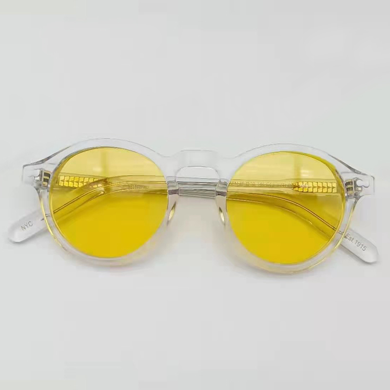 Lemtosh runda solglasögon herr johnny depp polariserade solglasögon kvinna lyxmärke vintage acetatbåge mörkerseende glasögon