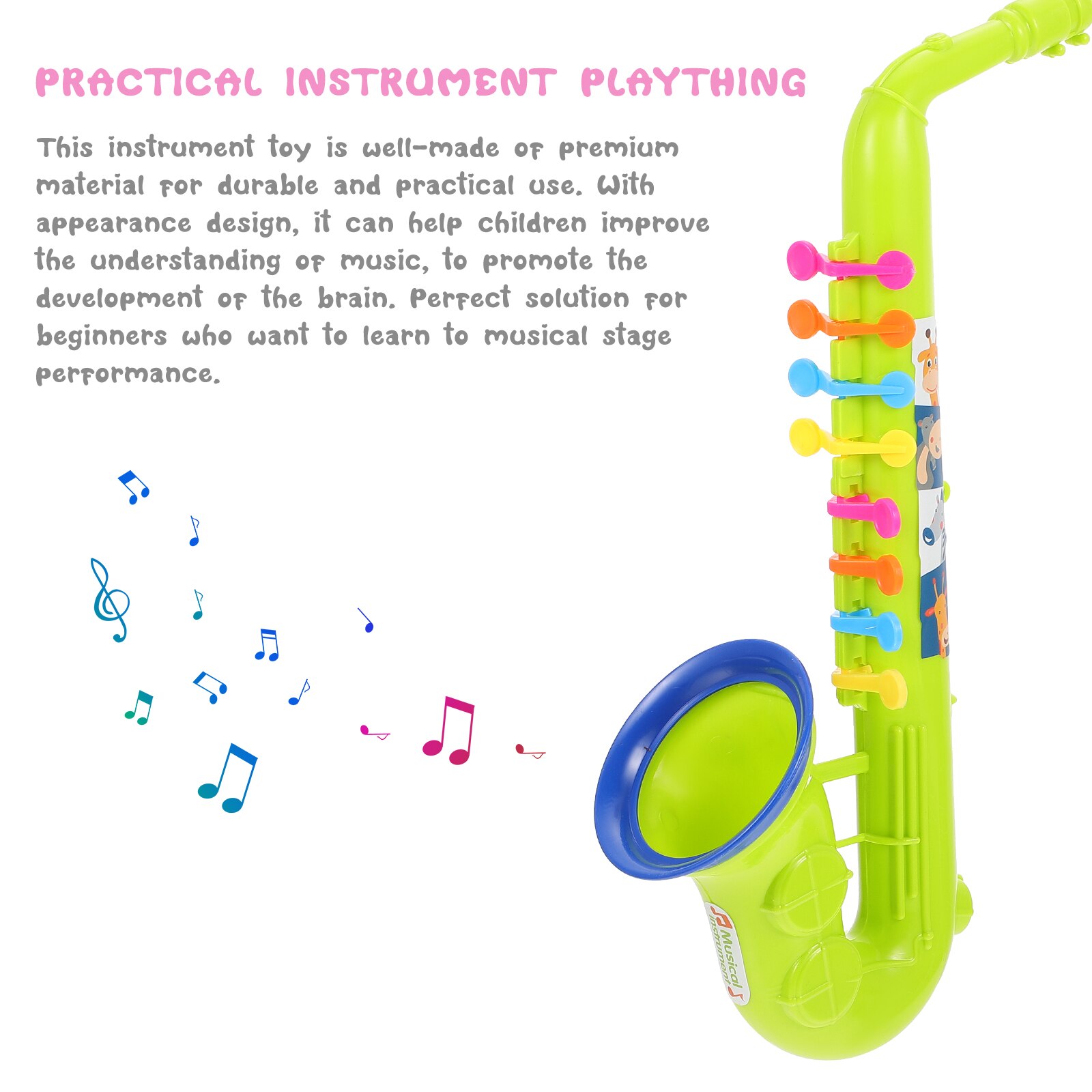 Saxofón de simulación creativa Tuba para niños, instrumento Musical de juguete, juguetes educativos para aprendizaje temprano, ayuda para la enseñanza de música