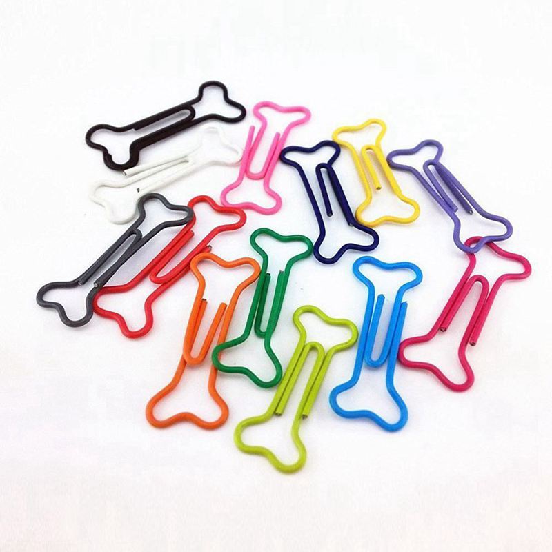 100 stuks metalen paperclips in de vorm van botten, in meerdere kleuren