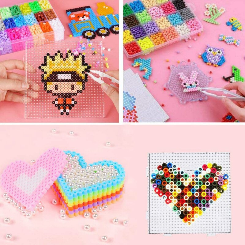 Jinletong 9600 Stuks Hama Kralen 5Mm Set Zekering Kralen 12 Kleuren Met Pegboards En Sjablonen, Pincet, strijken Papier Puzzels Voor Kinderen