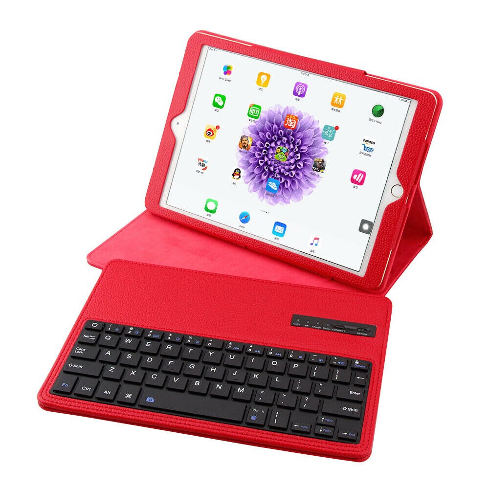 Étui à clavier Bluetooth pour iPad 9.7 Air 2 Air 1, support en cuir, housse de tablette sans fil, étui pour iPad Pro 9.7: Rouge