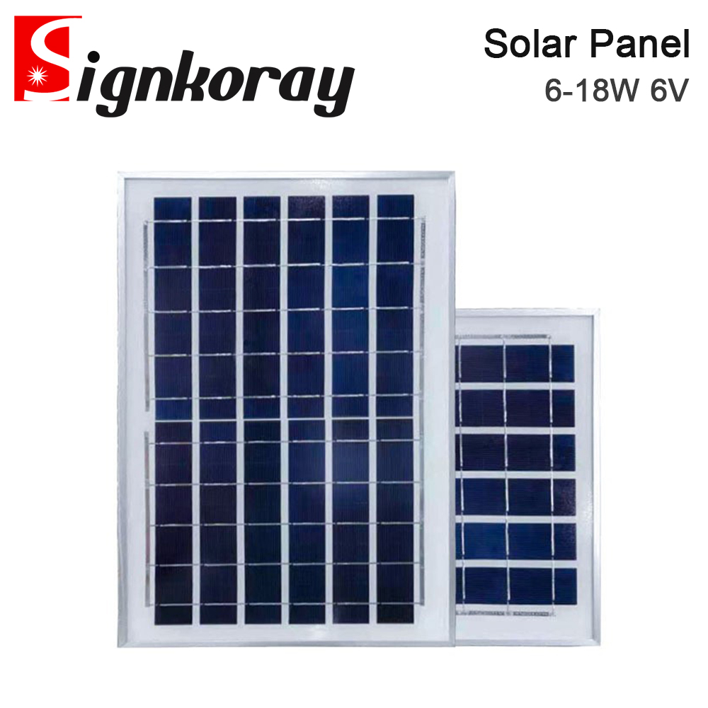 SignkoRay 6W-18W 6V Solar Panel Charge Photovoltaic Panel Components Aluminum Frame Polycrystalline Monocrystalline Silicon Cell