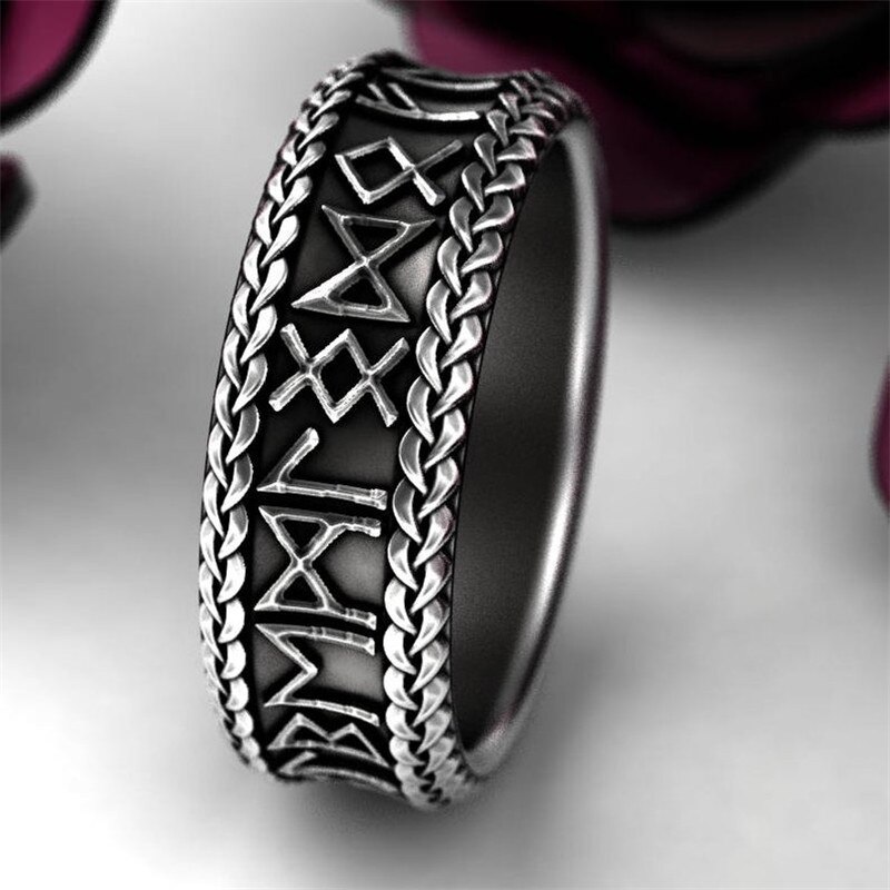 FDLK Vintage Style Zinc Alloy Ring Men And Women Mysterious Charm Carving Punk Ring Special Occasion Jewelry