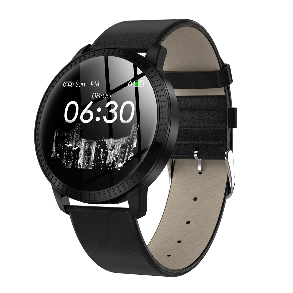 Smartwatch CF18 - OLED Color Screen - Fitness Tracker - Heart Rate & Blood Pressure Monitor - for Men & Women: Black