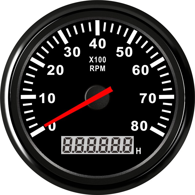 8000 rpm Drehzahlmesser Stiefel Auto Marine Tacho Meter mit LCD Betriebsstundenzähler Auto-Tachometer mit verrotten hintergrundbeleuchtung 12V Stiefel zubehör Marine: BN 8000 rpm