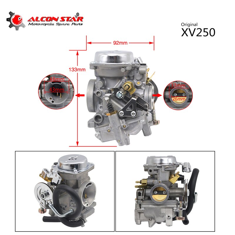 Alconstar-Carburateur Voor Yamaha Virago 250 XV250 XV125 Route 66 1988 Carb Carburateur/Adapter Aluminium Carburador assy Route